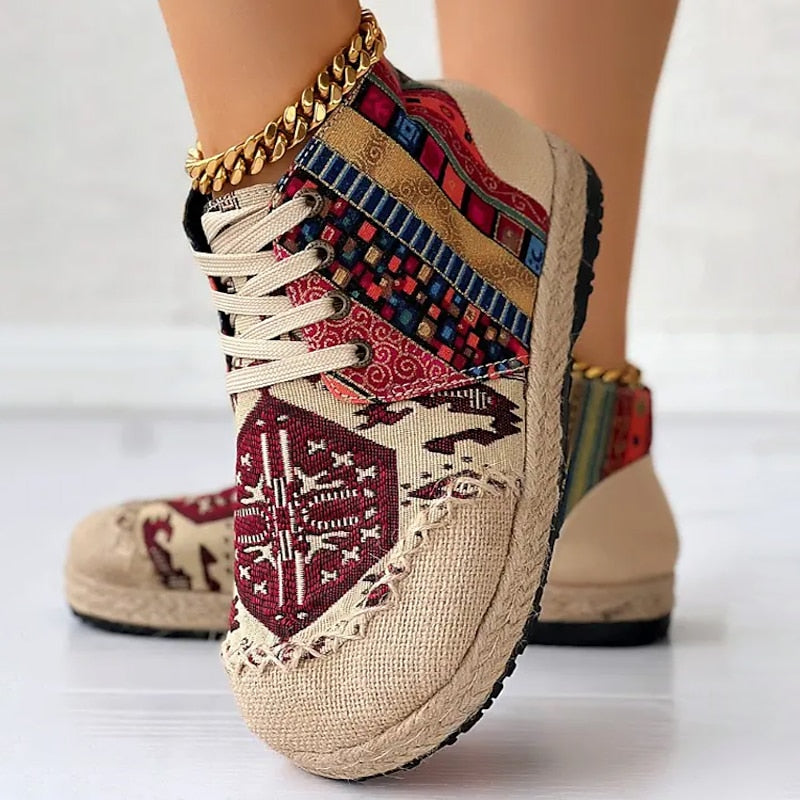 Boho Patterned High-Top Sneakers