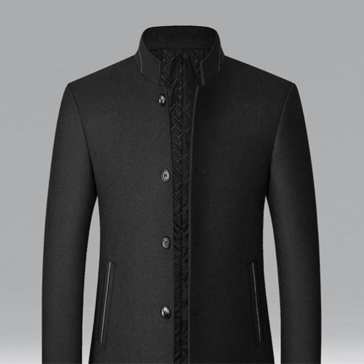 Refined Stand-Collar Overcoat