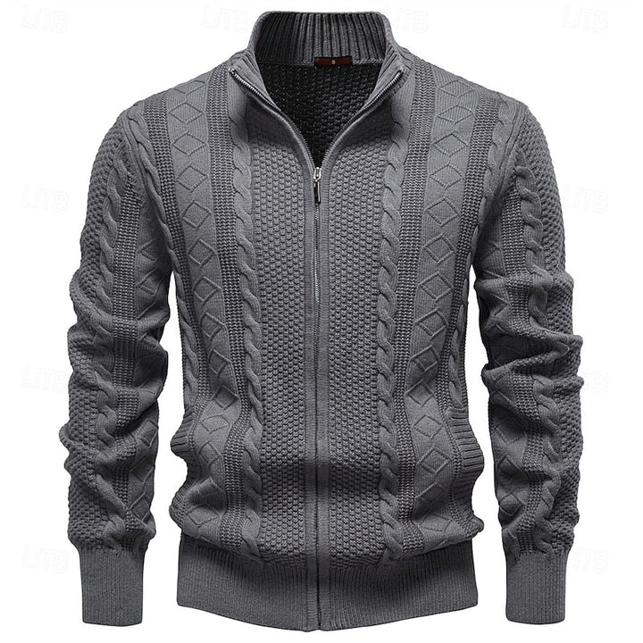 Textured Zip-Up Cardigan