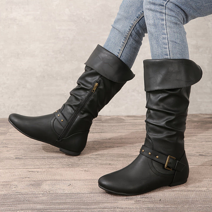 Slouchy Buckle Riding Boots
