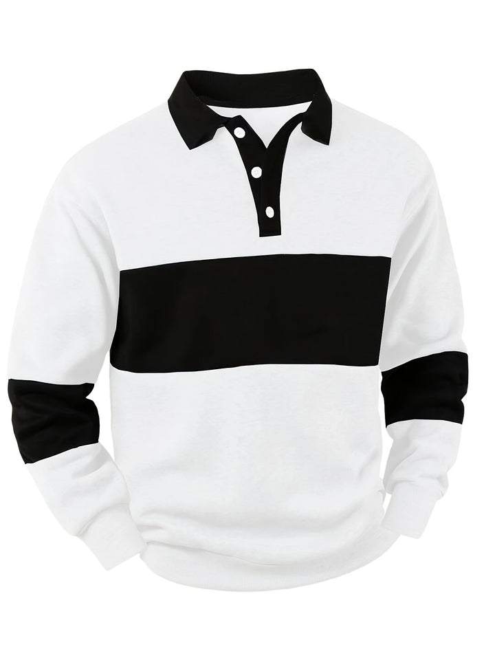 Color-Block Long Sleeve Polo Shirt