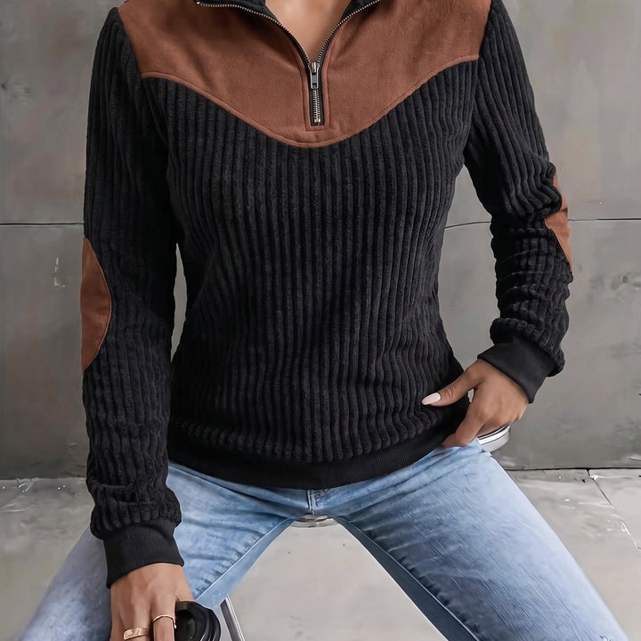 Ribbed Quarter-Zip Sweater