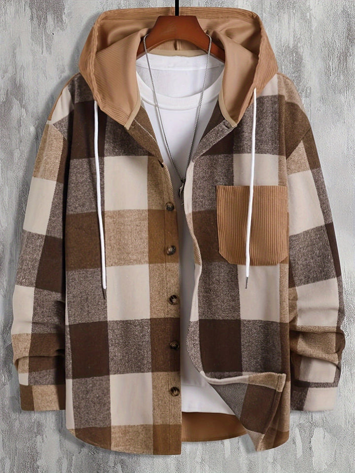 Checked Hooded Overshirt Jacket