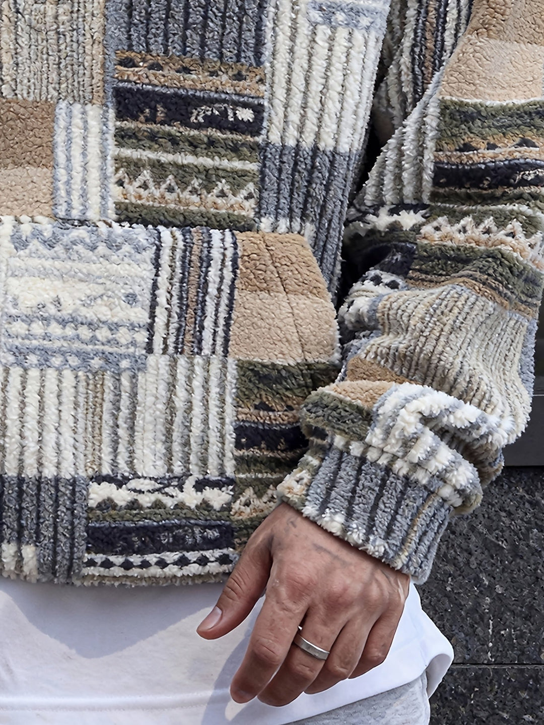 Patterned Quarter-Zip Sweater