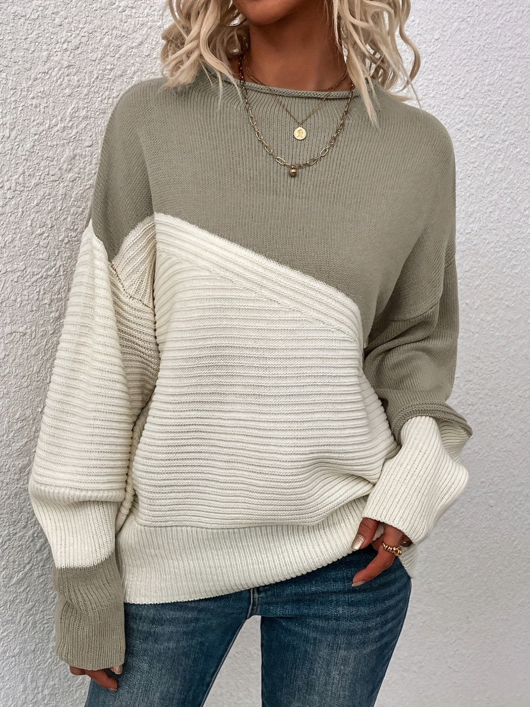 Color Block Relaxed Sweater