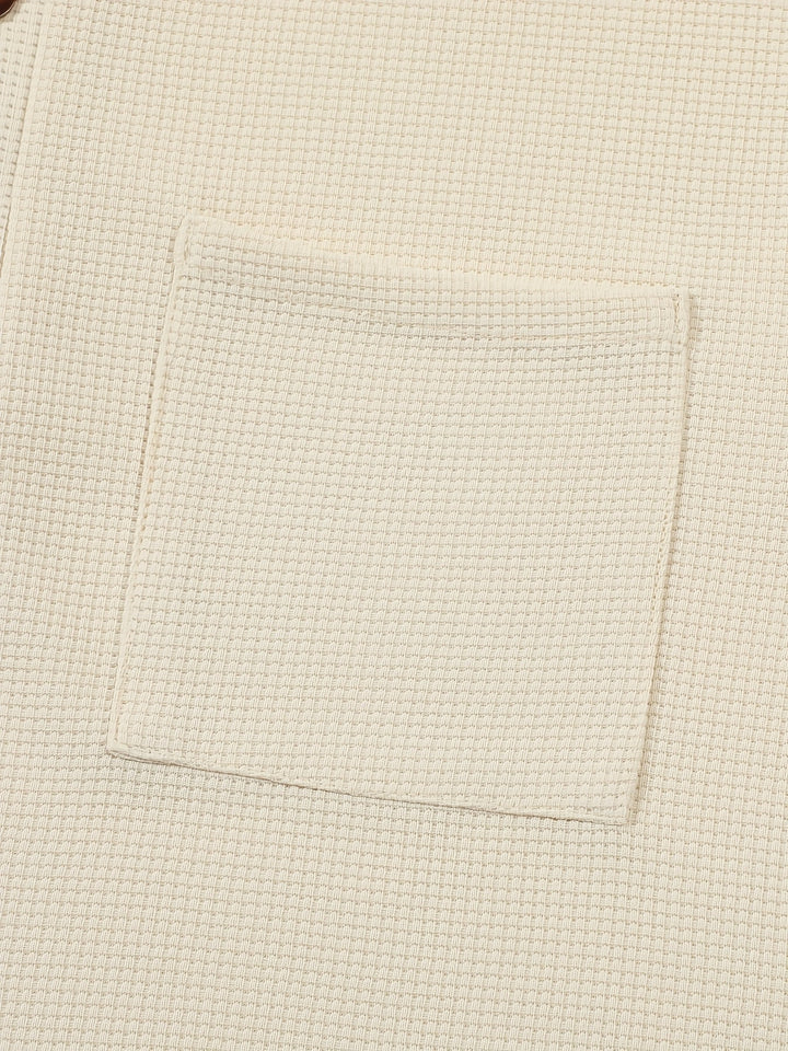 Textured Long Sleeve Henley Shirt