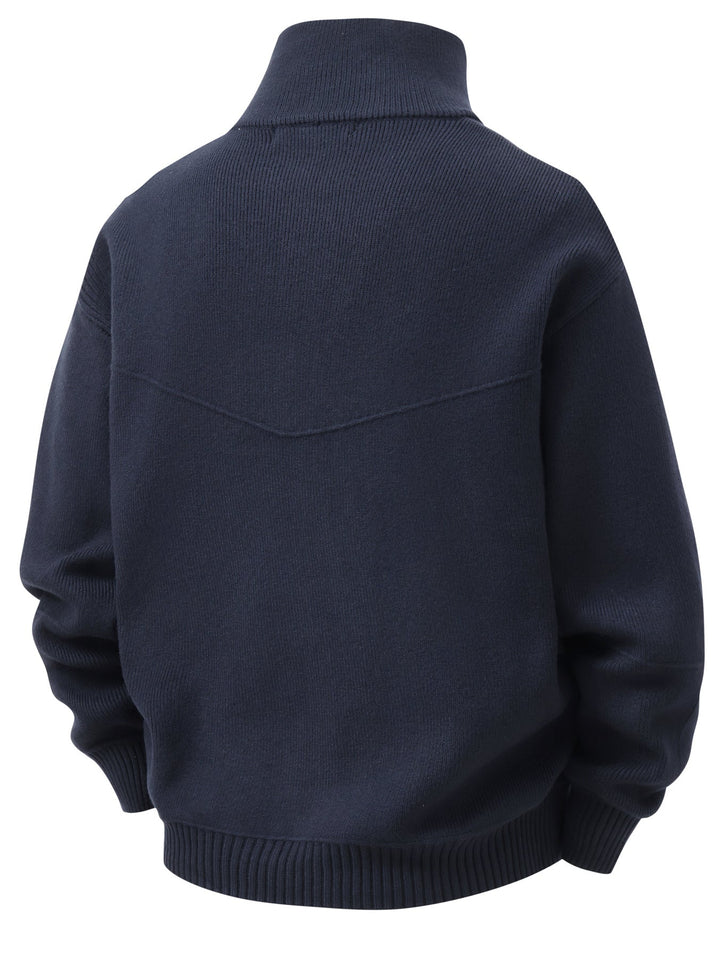 Zip-Front High-Neck Cardigan