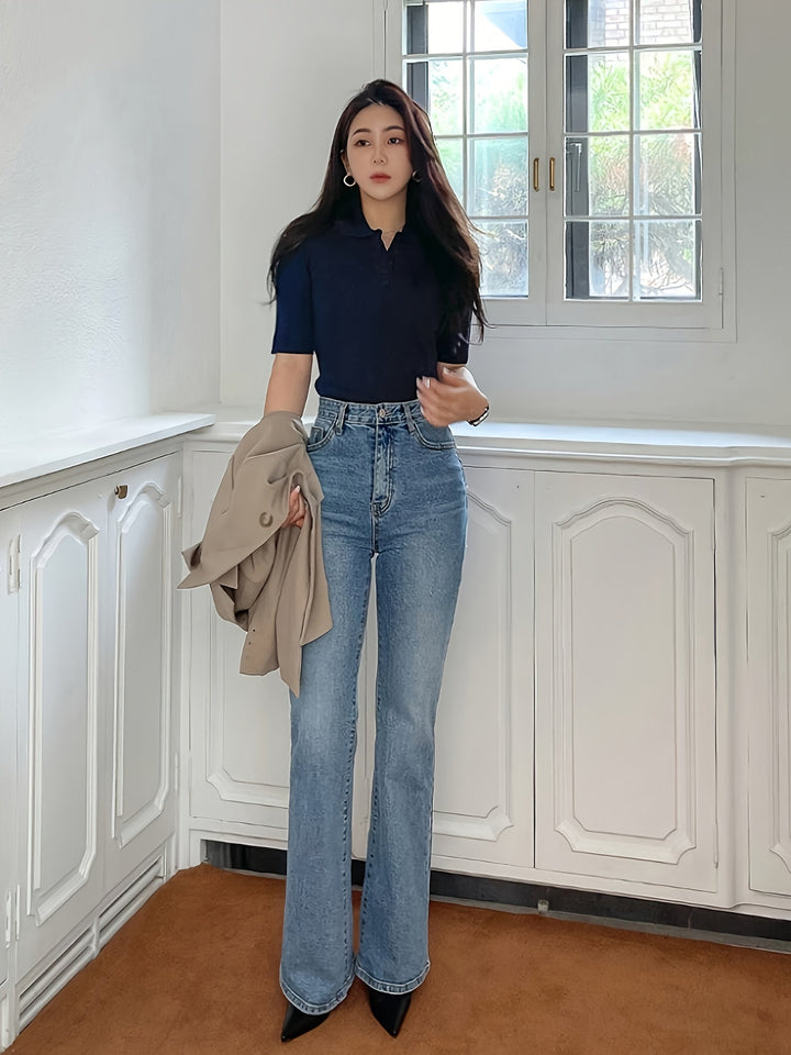Ribbed Collared Top