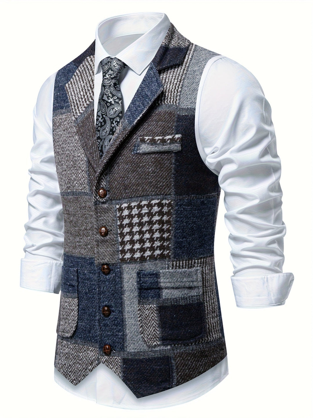 Patchwork Tailored Vest