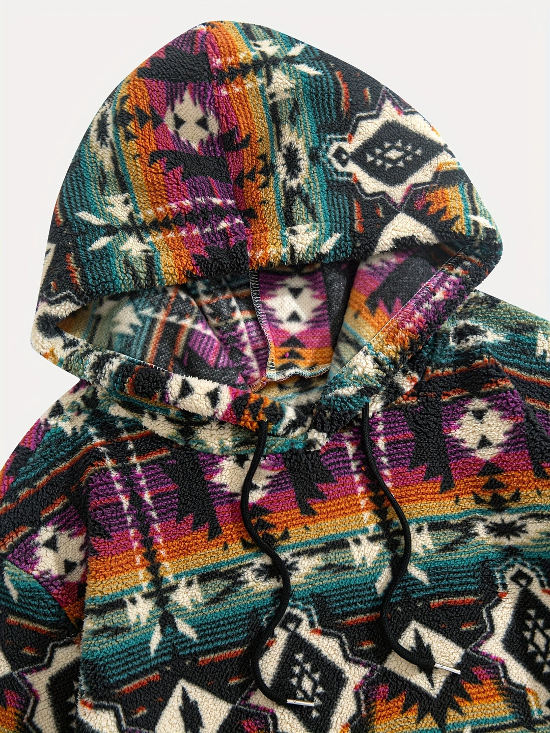 Patterned Plush Hoodie