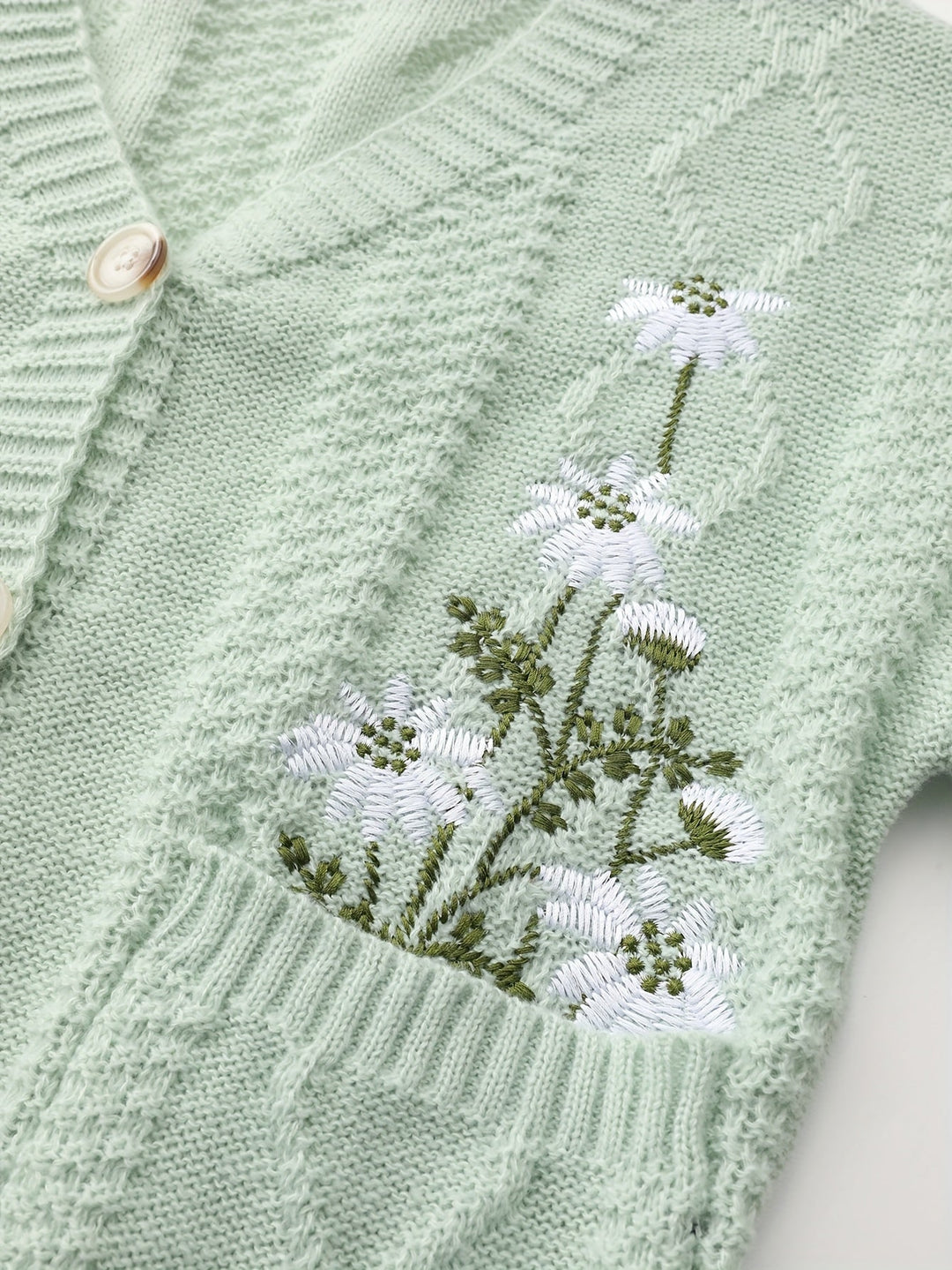 Floral Embroidered Button Cardigan