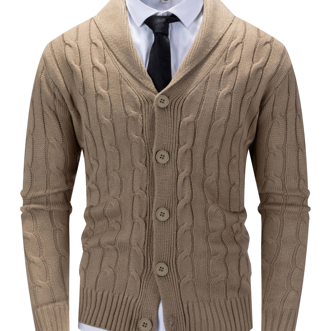Shawl Collar Cable Knit Cardigan