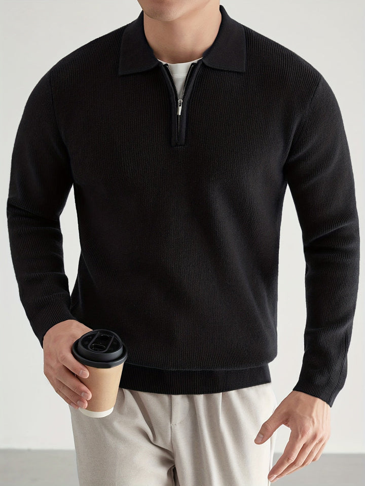 Refined Quarter-Zip Polo Sweater