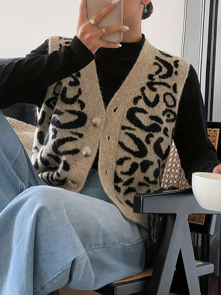 Patterned Button-Front Vest