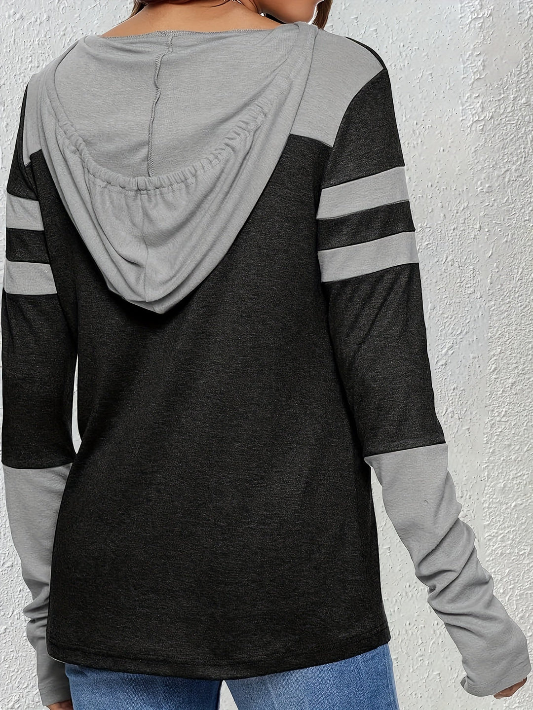 Two-Tone Drawstring Hoodie