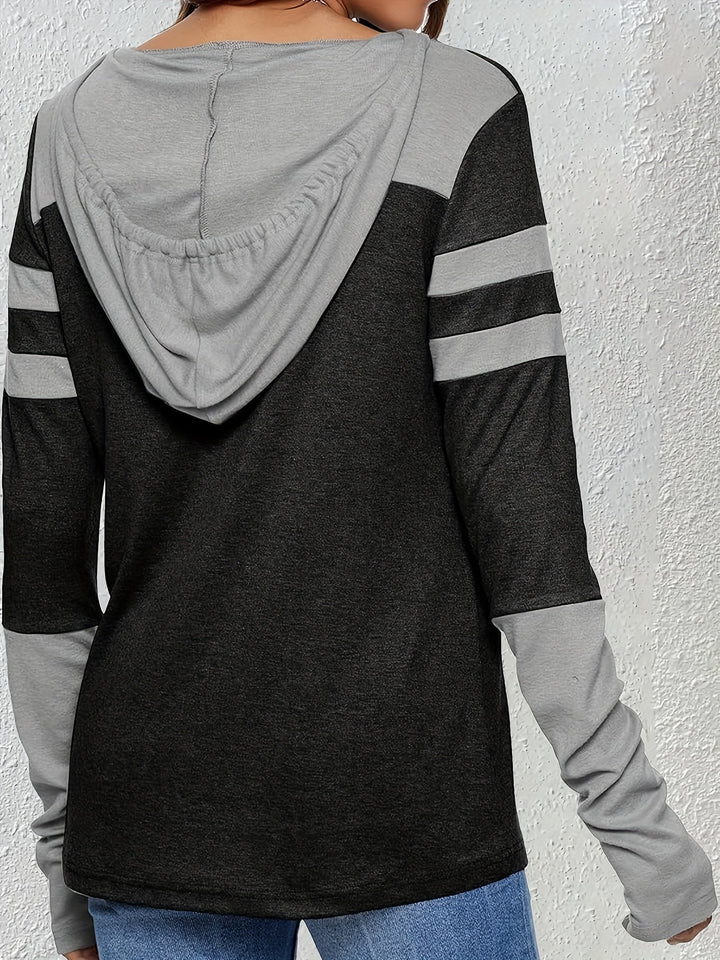 Two-Tone Drawstring Hoodie