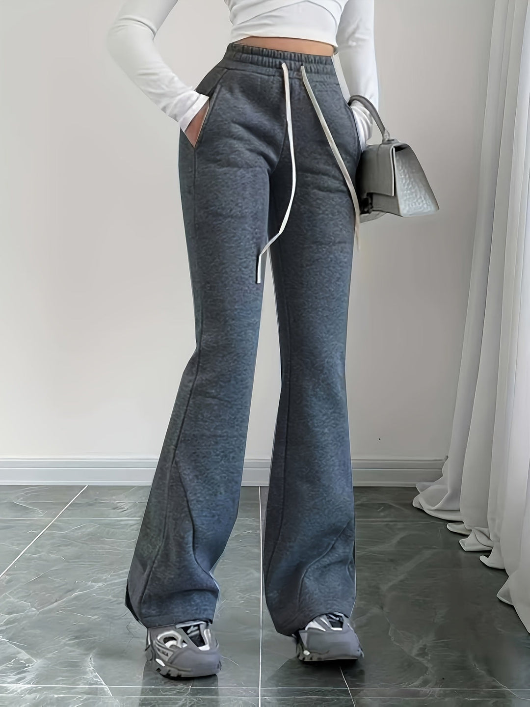High-Waist Flared Lounge Pants