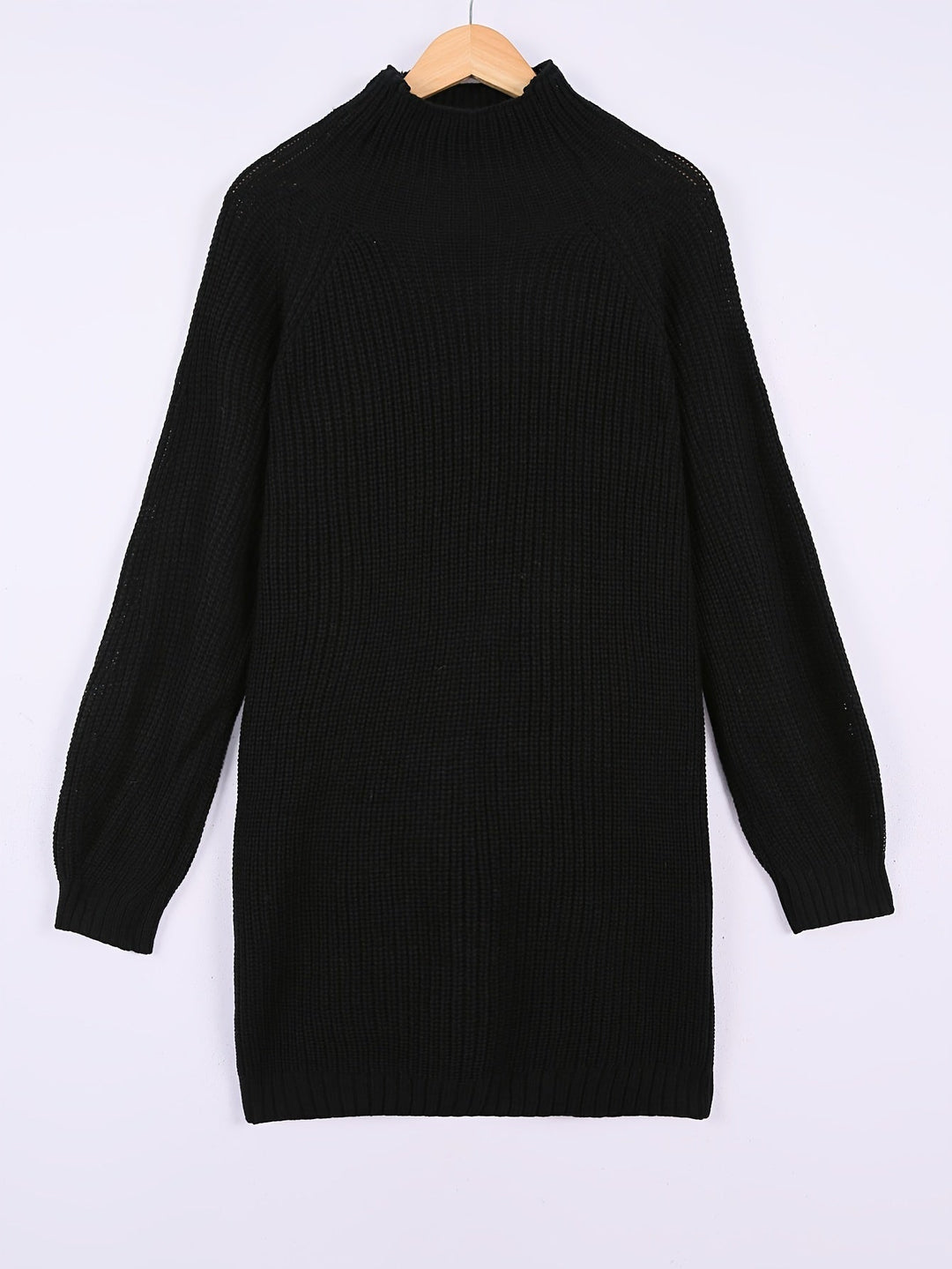 Relaxed Half-Turtleneck Sweater Dress