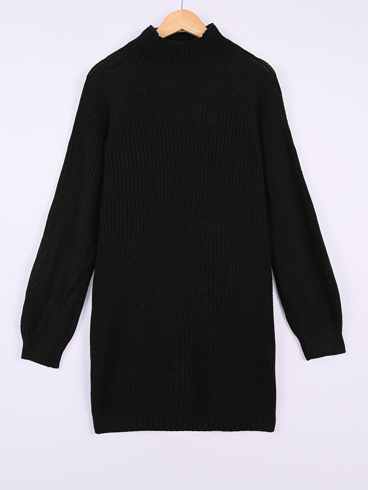 Relaxed Half-Turtleneck Sweater Dress