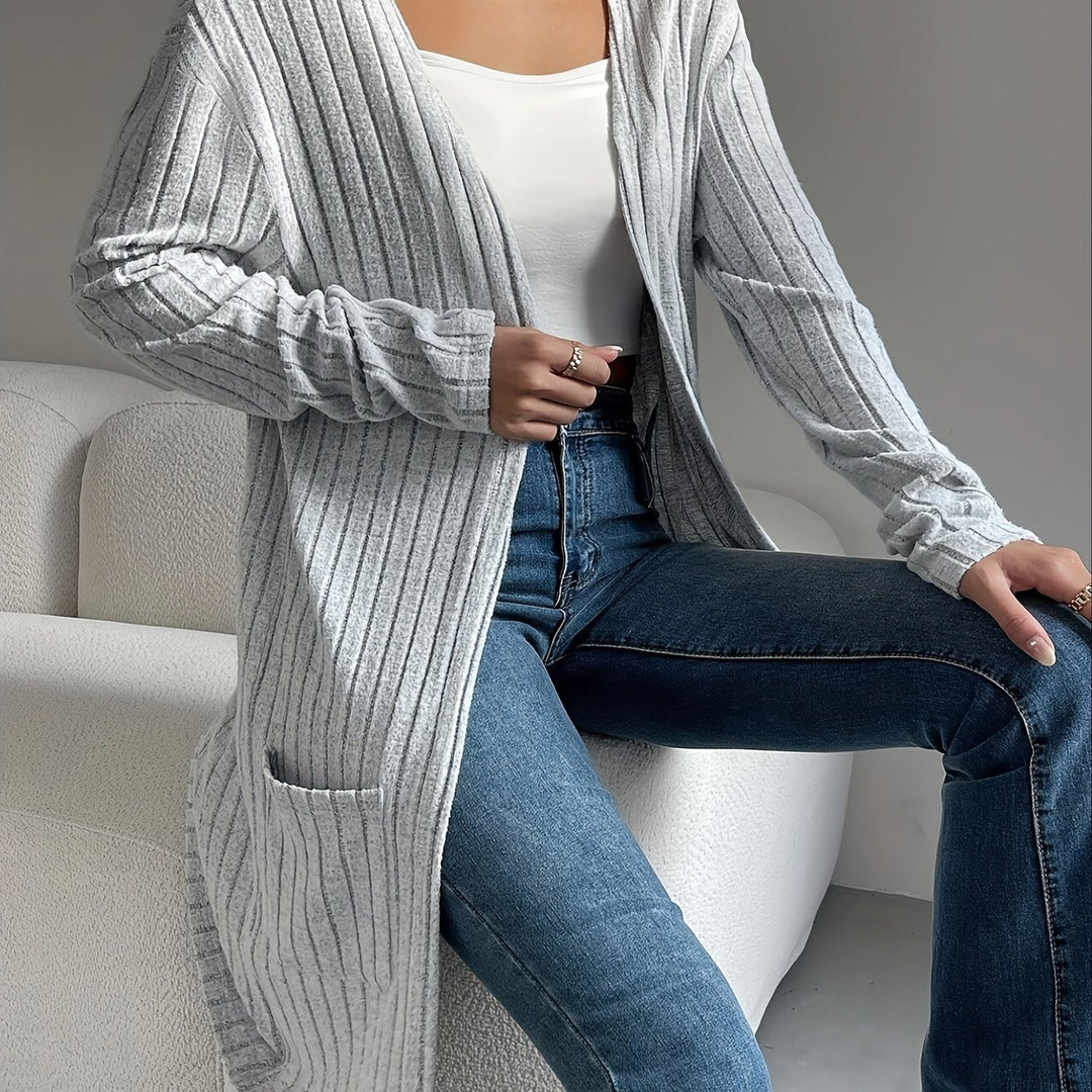 Ribbed Open-Front Cardigan
