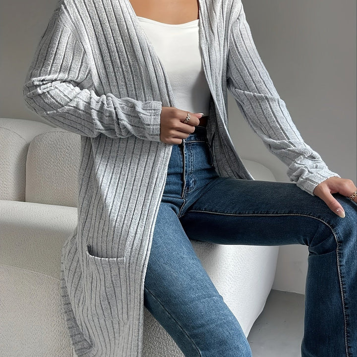 Ribbed Open-Front Cardigan