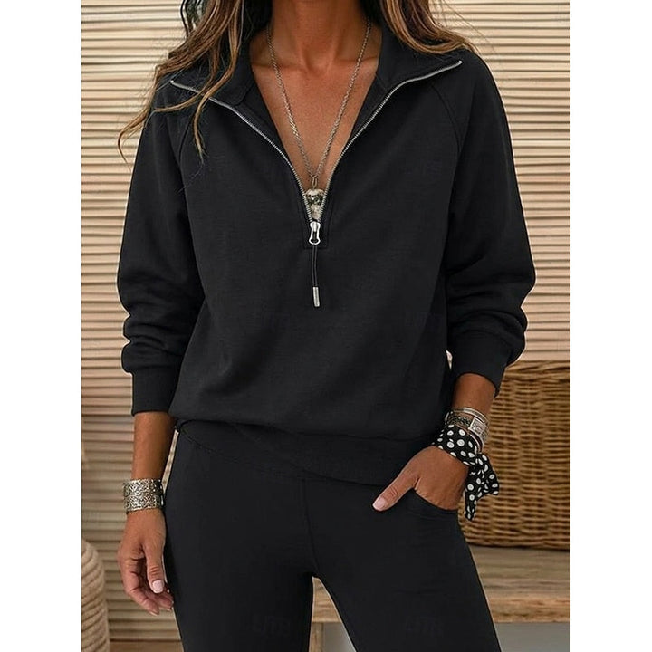 Quarter-Zip Lapel Sweatshirt