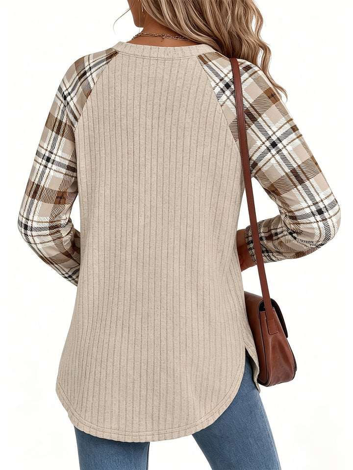 Relaxed Color-Block Long-Sleeve Top
