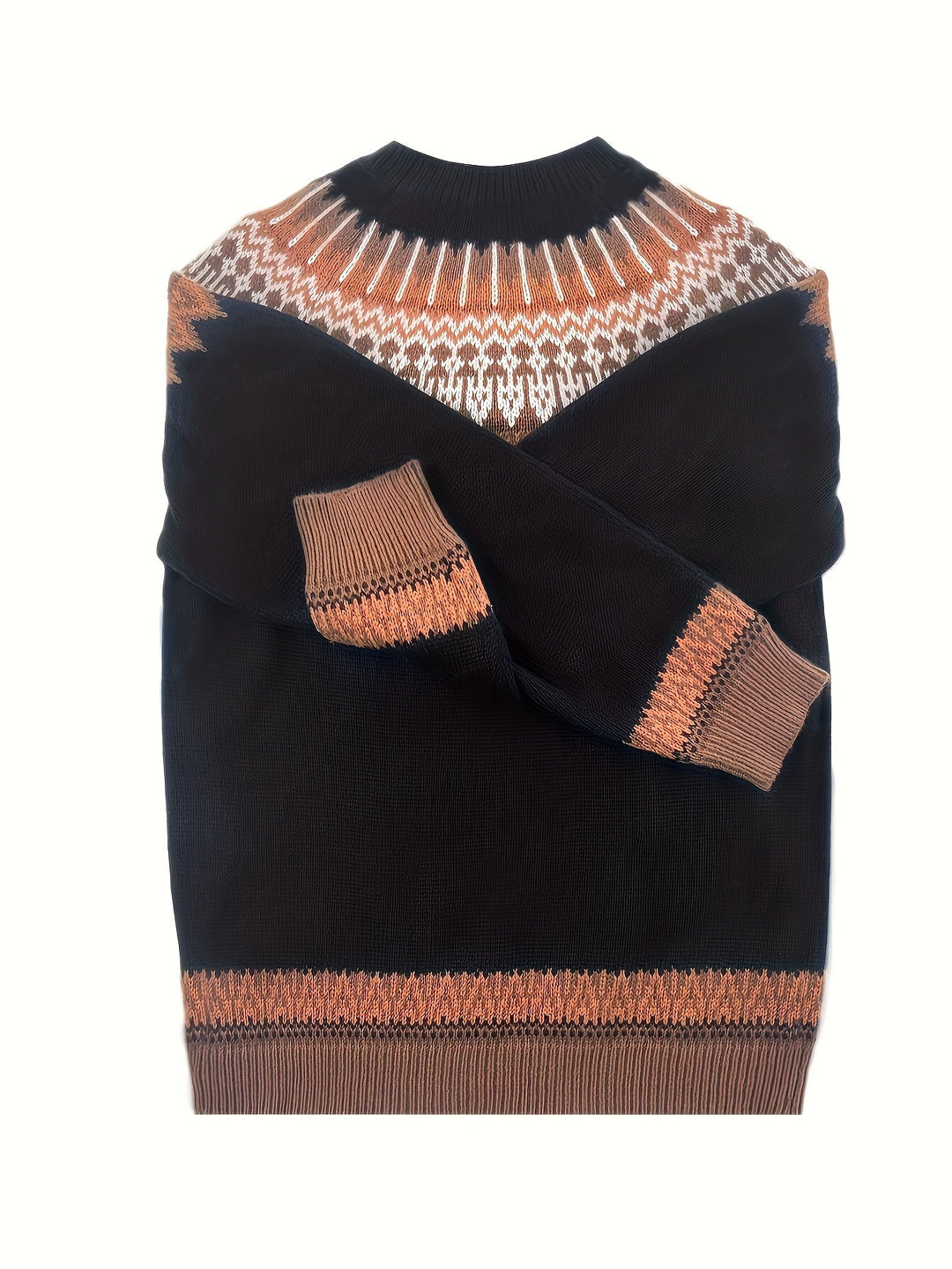 Chunky Jacquard Round Neck Sweater