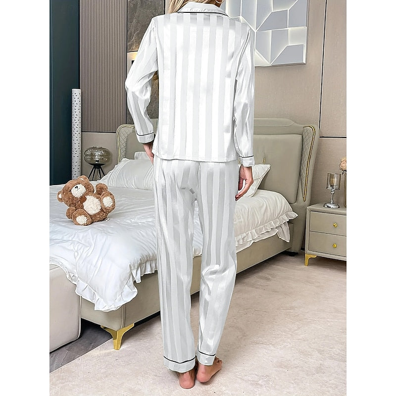 Elegant Long-Sleeve Two-Piece Lounge Set