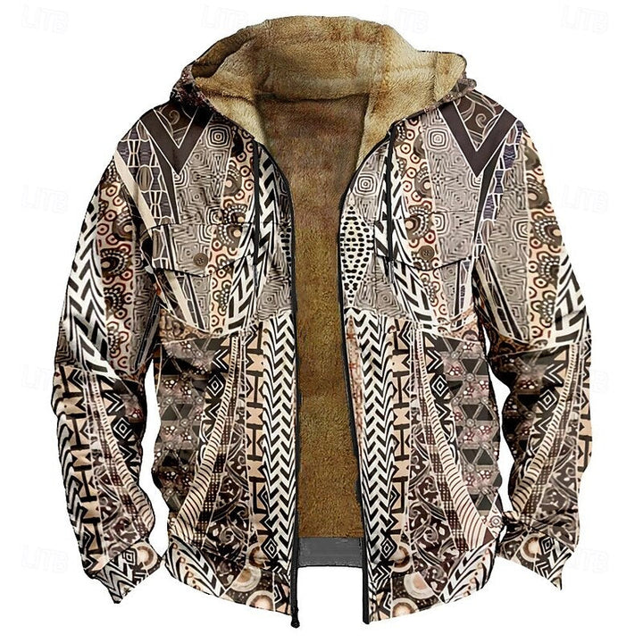 Patterned Zip Hooded Jacket