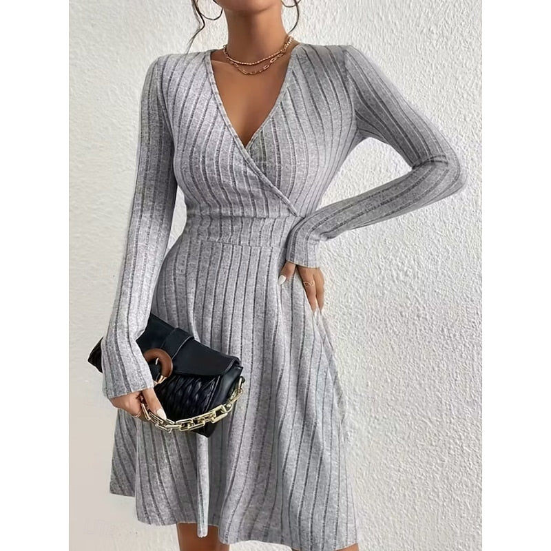 Wrap-Neck A-Line Dress