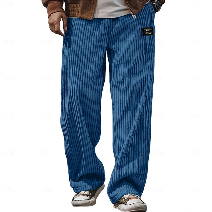Relaxed Ribbed Wide-Leg Pants