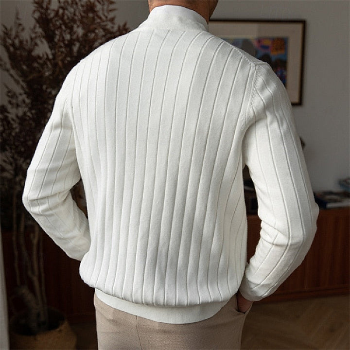 Ribbed V-Neck Button Cardigan