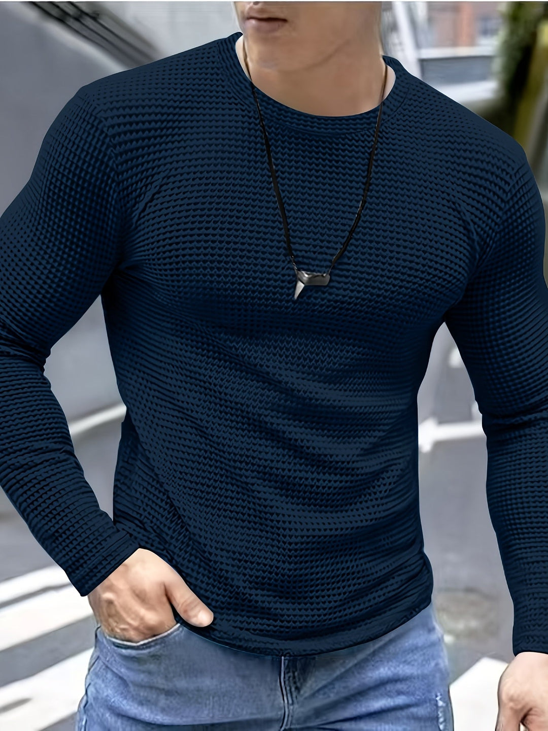 Textured Long-Sleeve Top