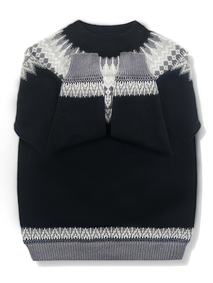 Chunky Jacquard Round Neck Sweater