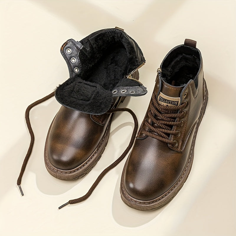 Rugged High-Top Lace-Up Boots
