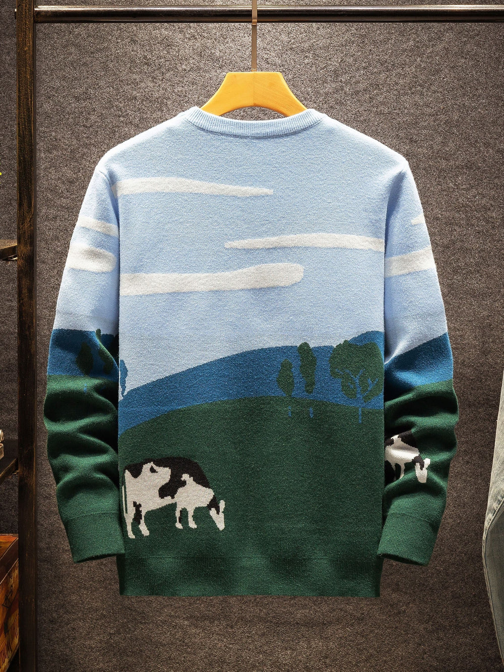 Pastoral Scene Crew Neck Sweater