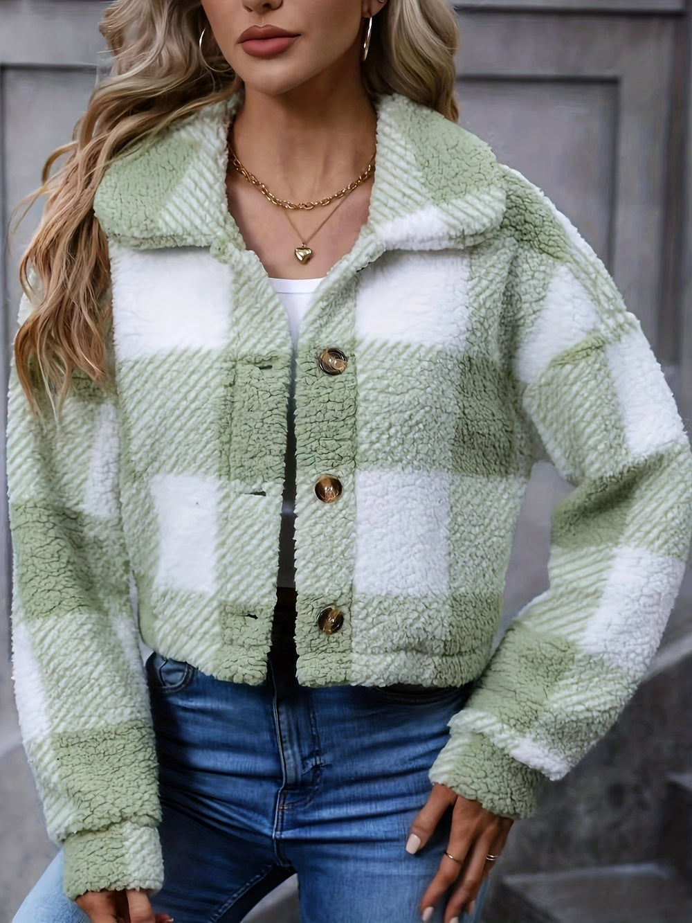 Cozy Cropped Plaid Jacket