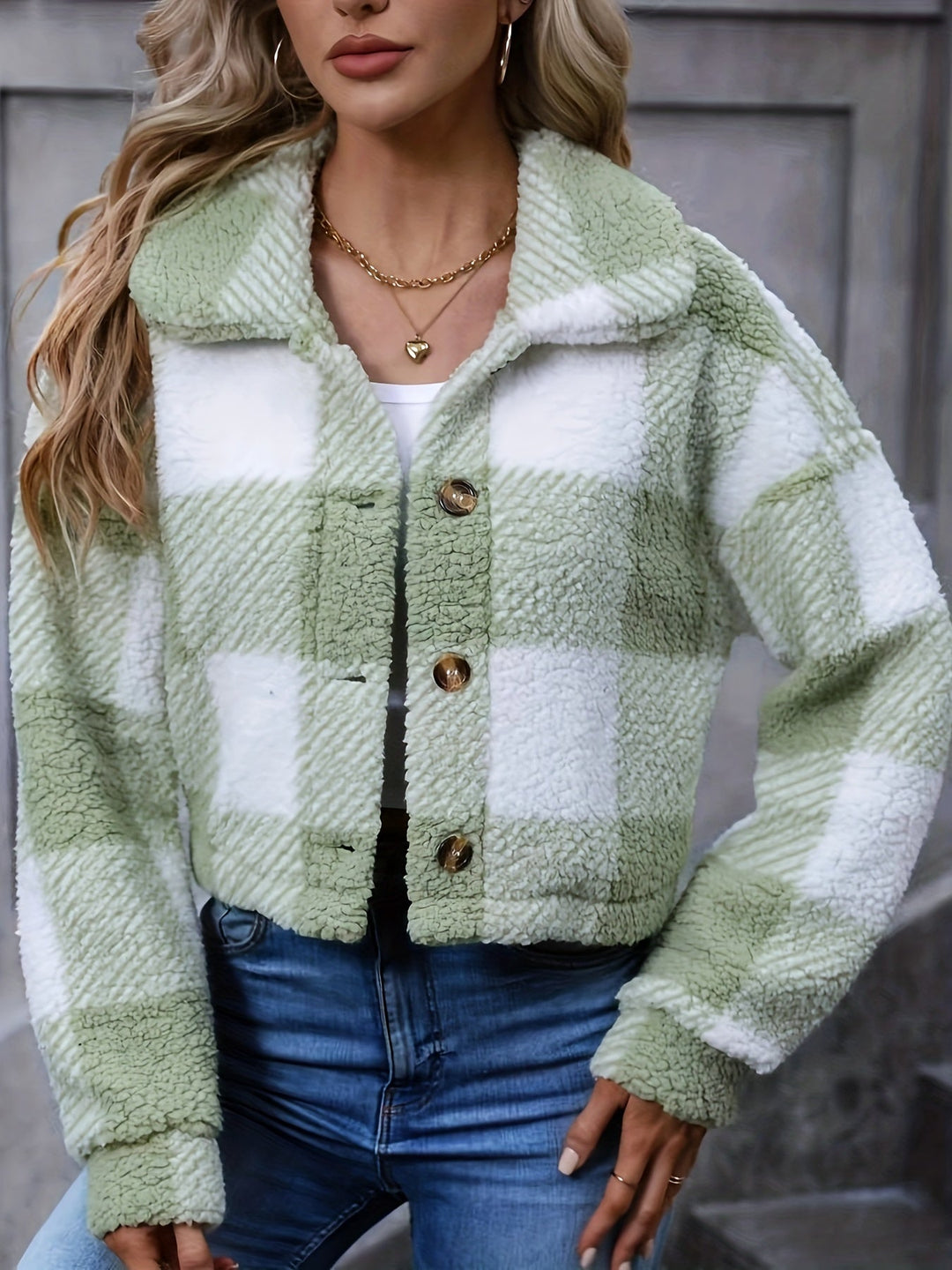 Cozy Cropped Plaid Jacket