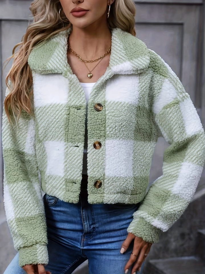 Cozy Cropped Plaid Jacket
