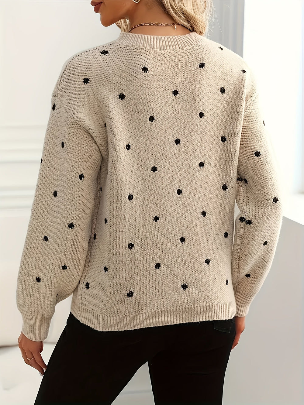 Polka Dot Crew Neck Sweater