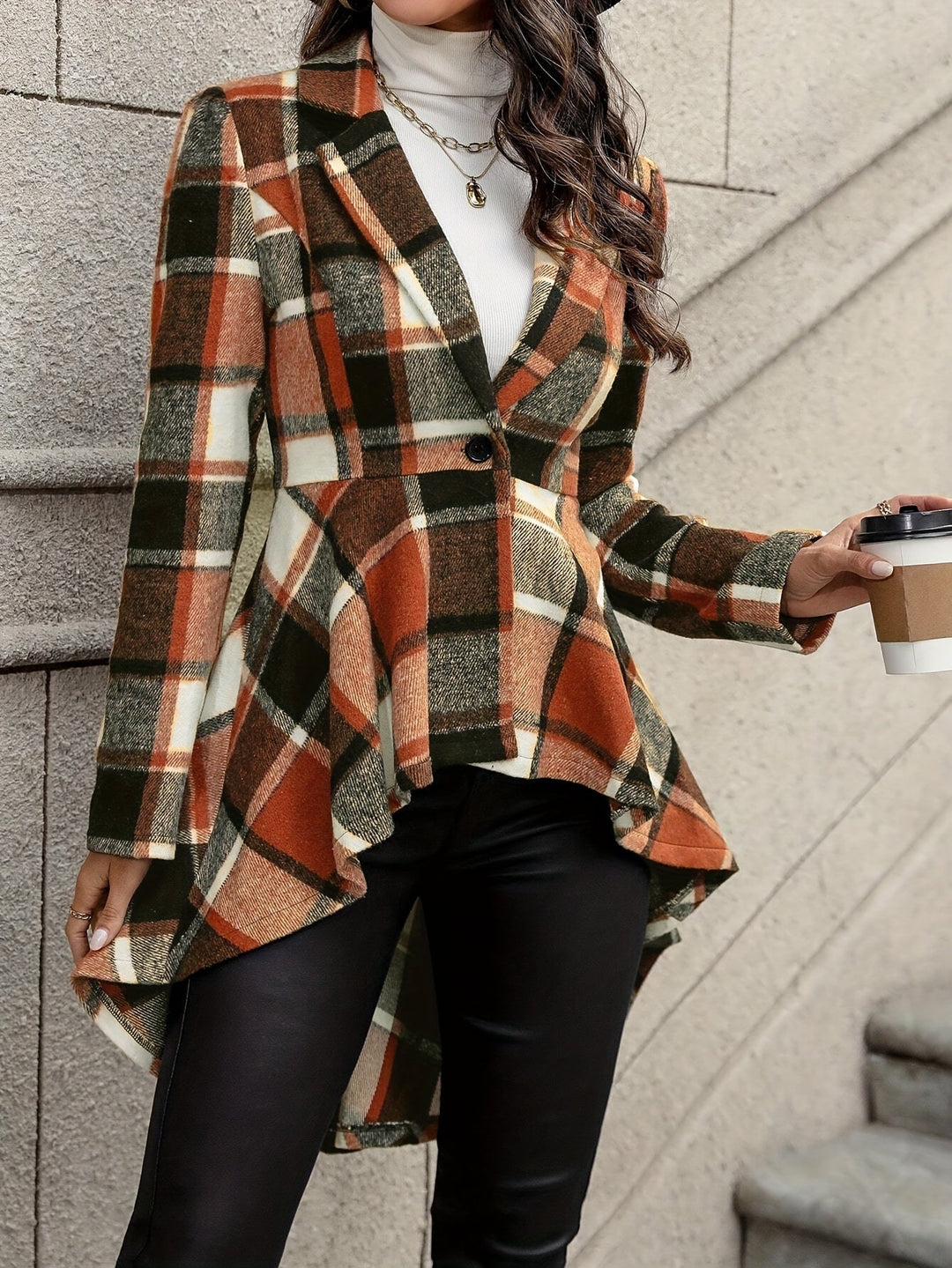 Draped Plaid Jacket