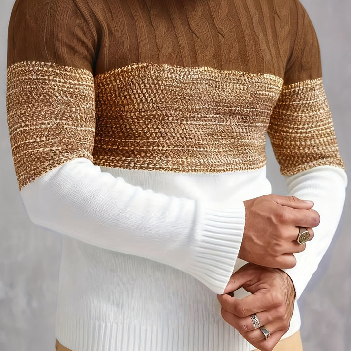 Color-Block Crew Neck Sweater