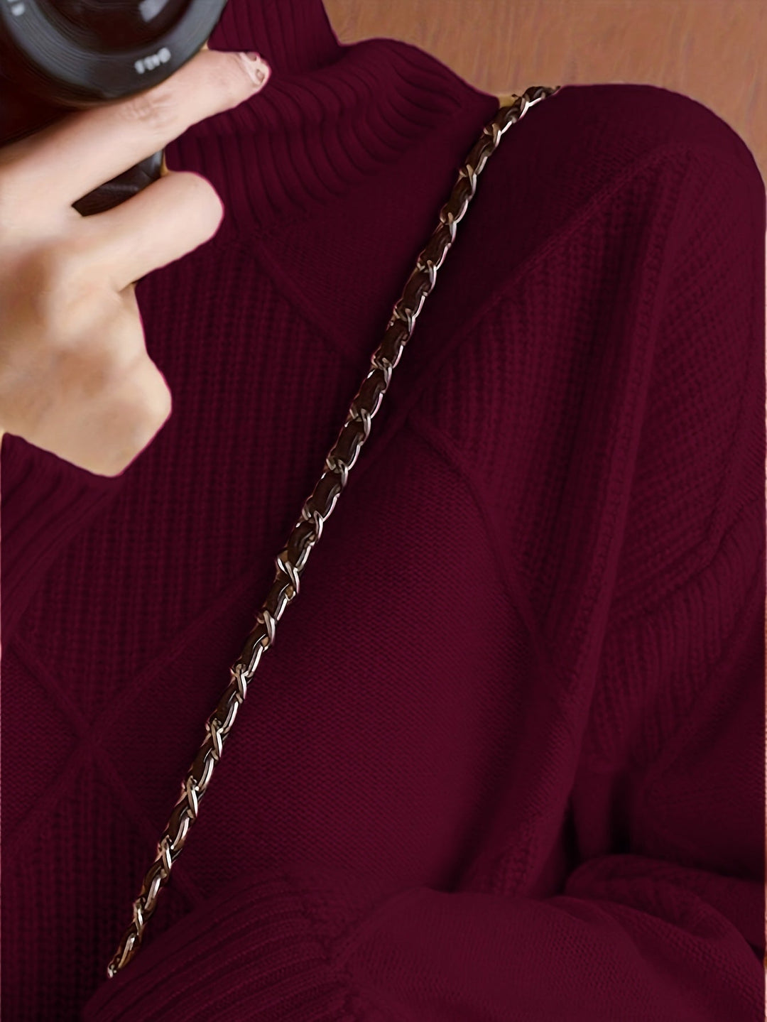 Textured Turtleneck Sweater
