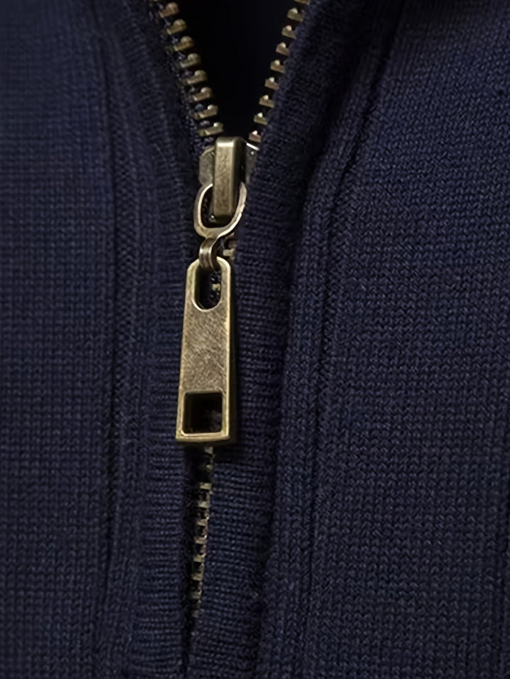 Quarter-Zip Stand Collar Sweater