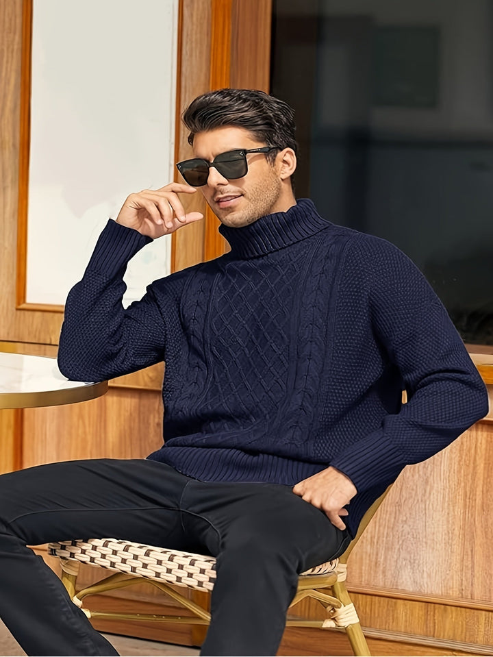 Classic Cable-Knit Turtleneck Sweater