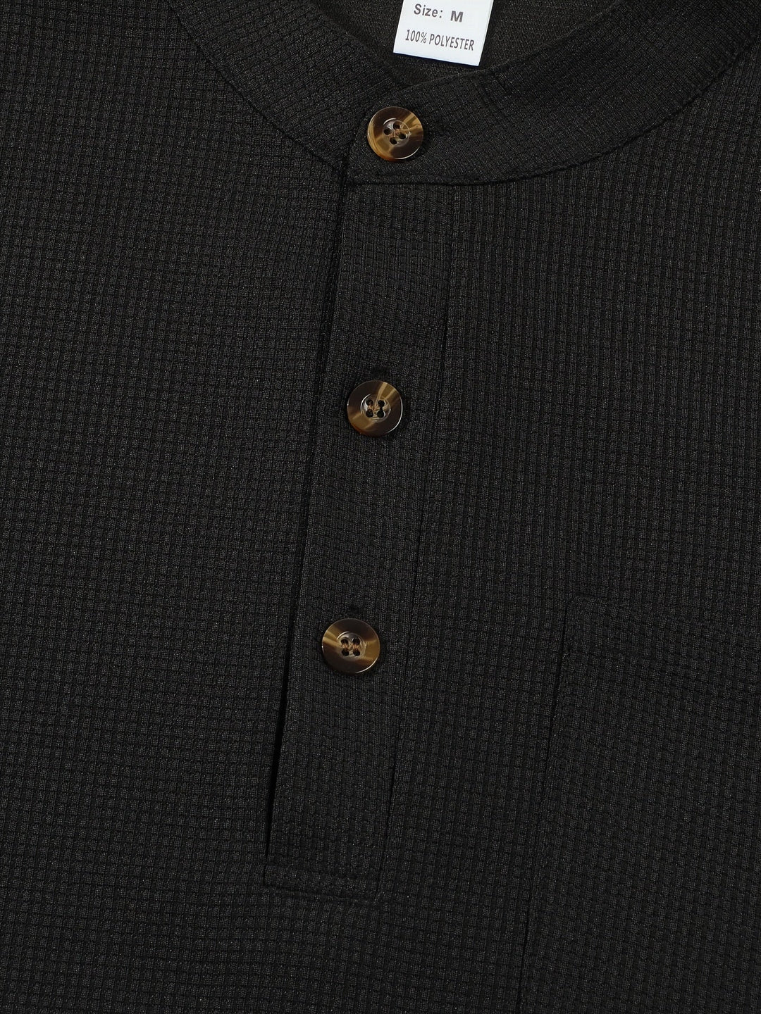 Textured Long Sleeve Henley Shirt