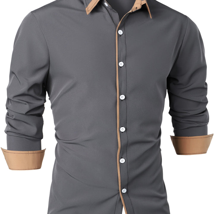 Contrast-Trim Long Sleeve Shirt