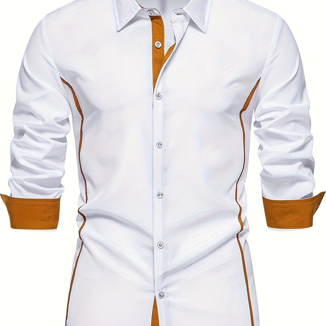 Contrast Trim Button-Up Shirt