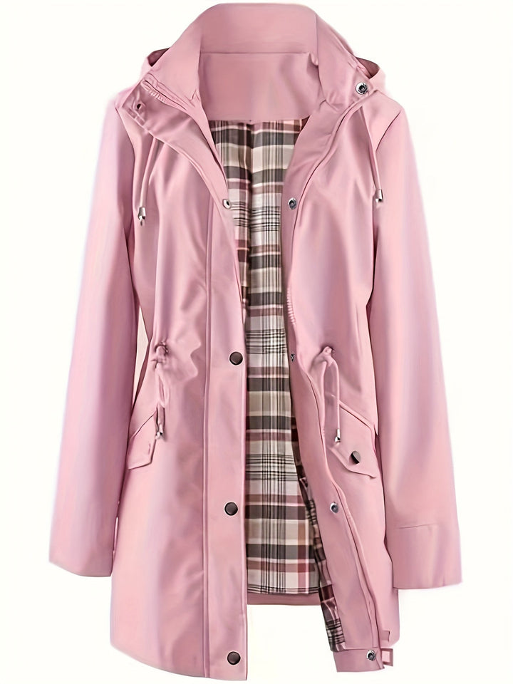 Hooded Drawstring Rain Jacket